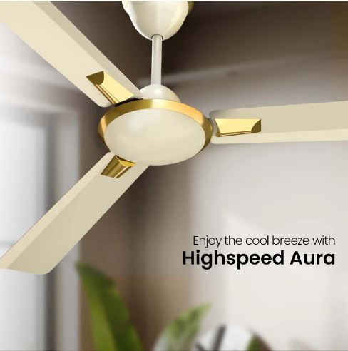 Crompton High Speed Aura (Ivory Color) 1400 MM 3 Blade Star Rated Ceiling Fan