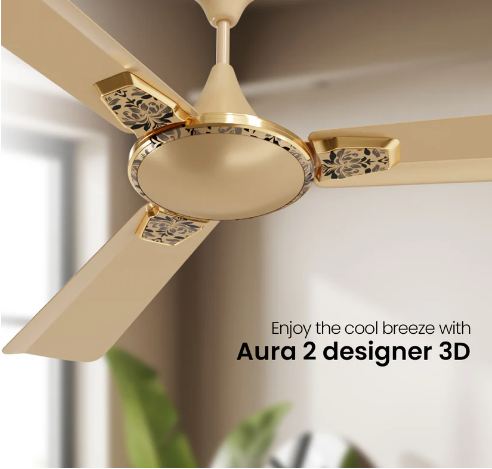 Crompton Premion Aura 2 Designer 2D (Briken Gold) 1200 MM 3 Blade 1 Star Ceiling Fan
