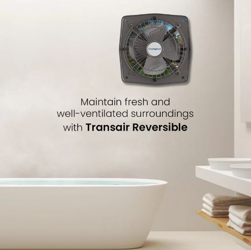Crompton Transair Reversible (Grey) 225 MM 4 Blade  Exhaust Fan