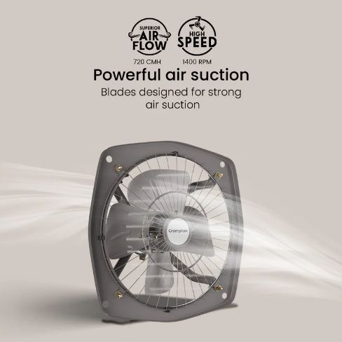 Crompton Transair Reversible (Grey) 225 MM 4 Blade  Exhaust Fan