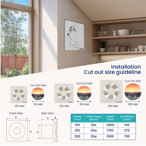 Crompton Brisk Air Plus 200 MM 5 Blade Exhaust Fan